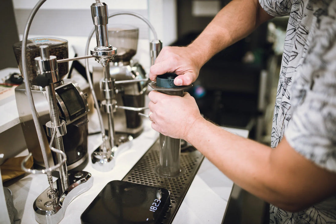 This Aeropress attachment is one of our favorite ways to make a strong "espresso-like" drink at home.